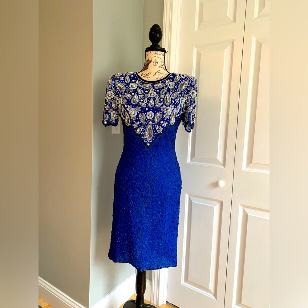 Laurence Kazan Silk Beaded evening gown